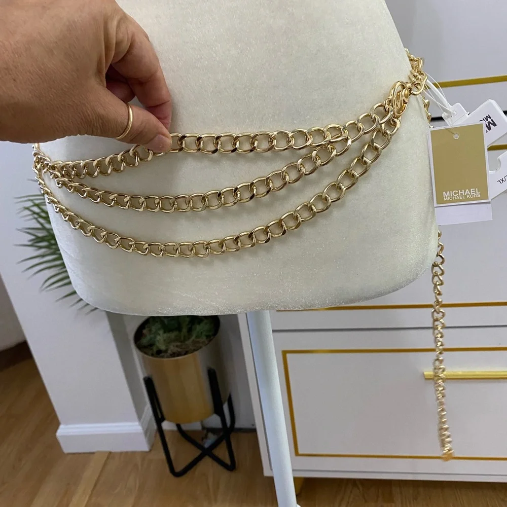 MICHAEL KORS WOMEN’S GOLD METAL BELT SIZE L/XL - Picture 4 of 11